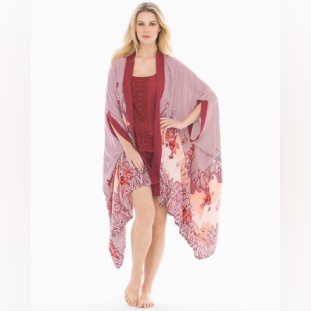 Soma Intimates Rayon Challis Pajama Wrap Nomadic Scarf Cherrywood One Size